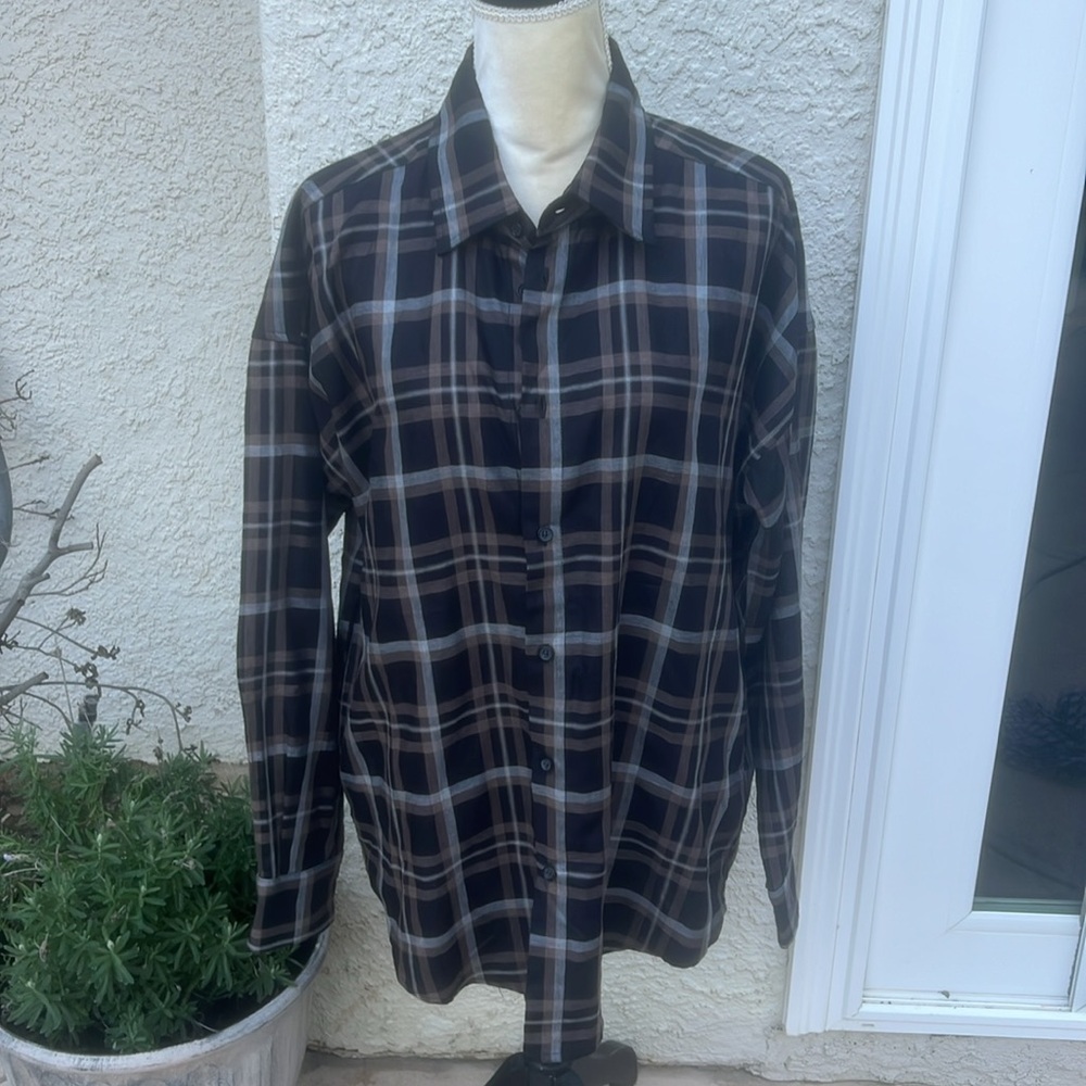 the lady & the sailor Plaid Sunday Shirt in Black/Brown Button Up Women's Size 1